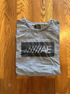 American Eagle Outfitters Gray Logo Crew Tee Active Flex